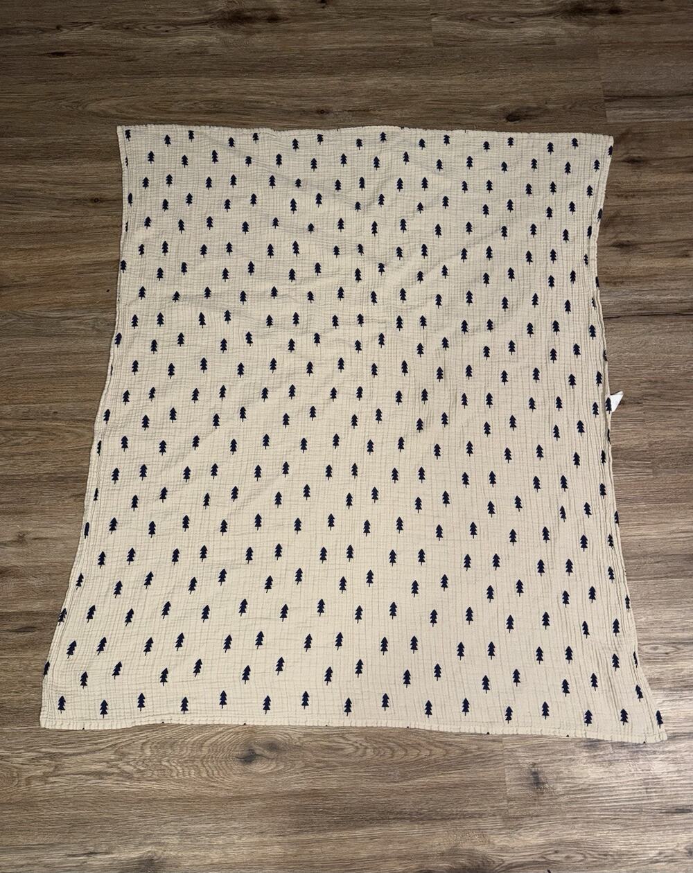 Cloud Island Woodland Trees Muslin Swaddle Baby Blanket Beige Blue